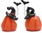 Halloween Resin Pumpkin Duo Set with LED Lights – Woodcarving-Inspired Decorative Pumpkins for Indoor & Outdoor Fall Decor, Orange, Set of 2
